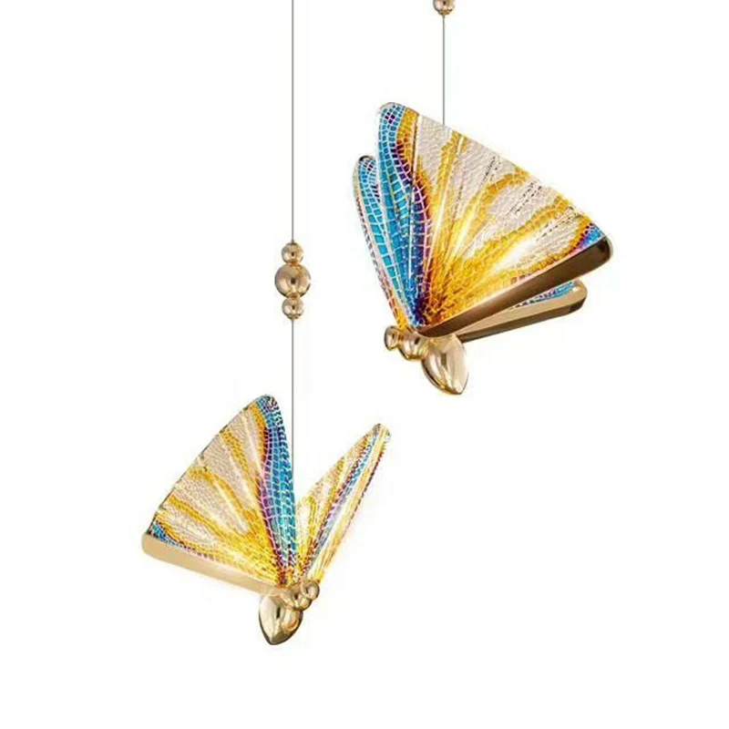 Acryl vlinder ophangverlichting Art Deco LED hanglamp voor slaapkamer Clearhalo