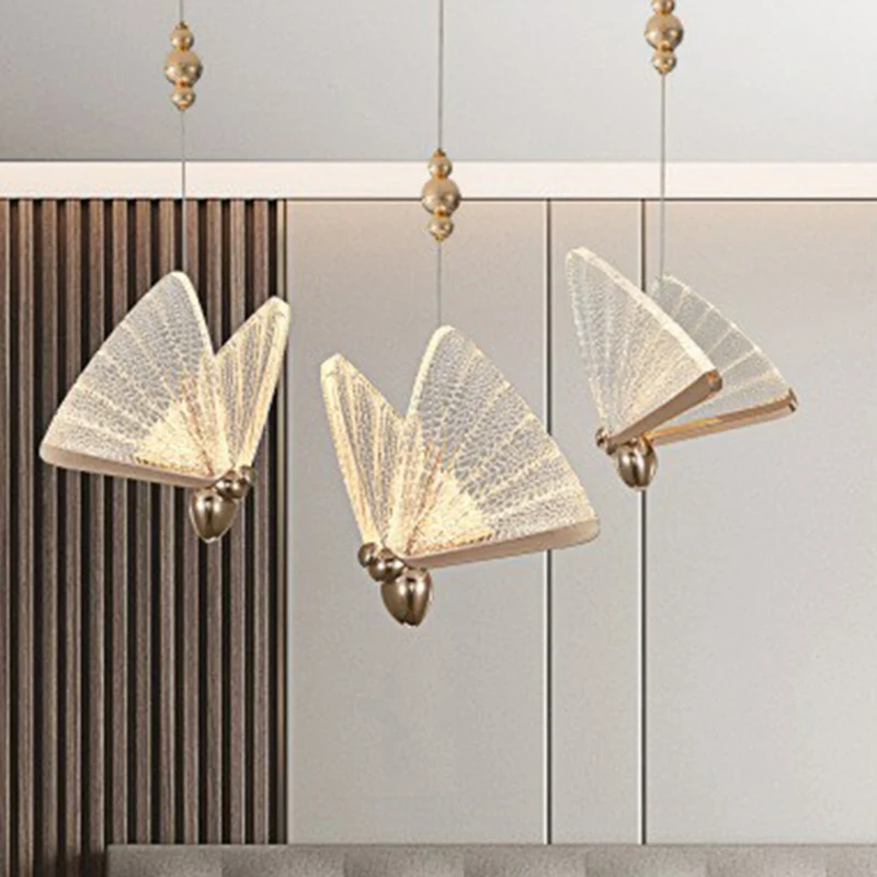 Acryl vlinder ophangverlichting Art Deco LED hanglamp voor slaapkamer Clearhalo