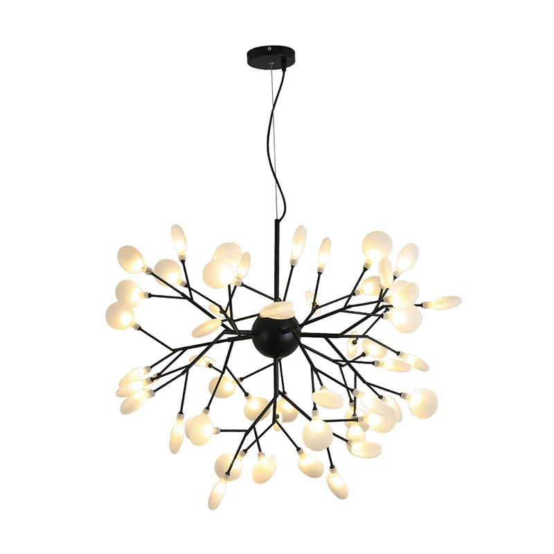 Acryl vuurvliegjes hanglamp minimalistische zwarte afwerking LED kroonluchter licht Clearhalo
