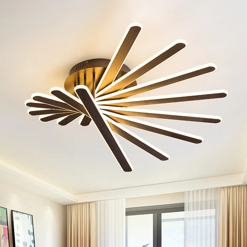 Acryl waaiervormige plafondlamp Chinese stijl LED 6/8 lichtbruine inbouwverlichting Clearhalo