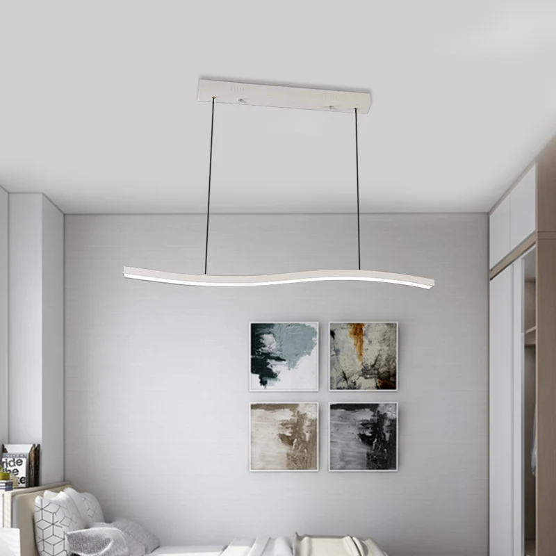Acryl Wave Kroonluchter Verlichting Modernistische Led Witte Hangende Hanglamp voor Slaapkamer Wit/Warm Licht Clearhalo