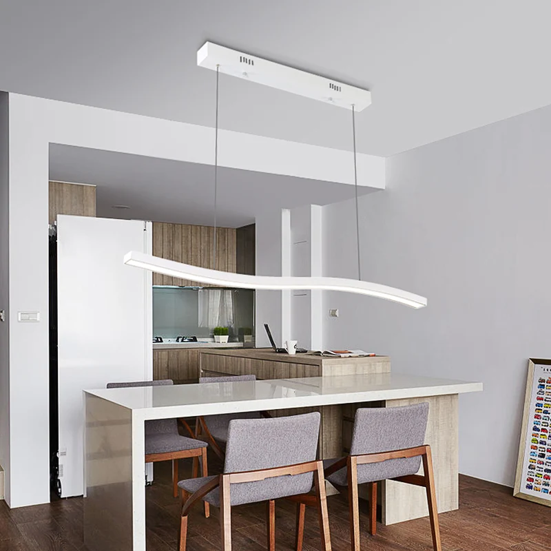 Acryl Wave Kroonluchter Verlichting Modernistische Led Witte Hangende Hanglamp voor Slaapkamer Wit/Warm Licht Clearhalo