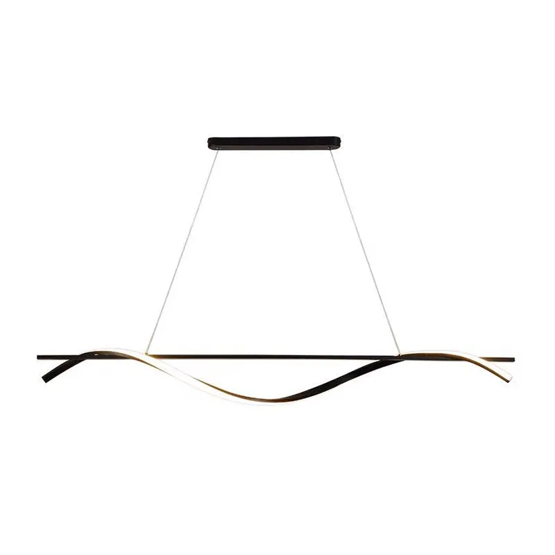Acryl wervelende eiland hanglamp Eenvoudig 39"/47" W LED zwarte hangende plafondlamp wit/warm licht Clearhalo
