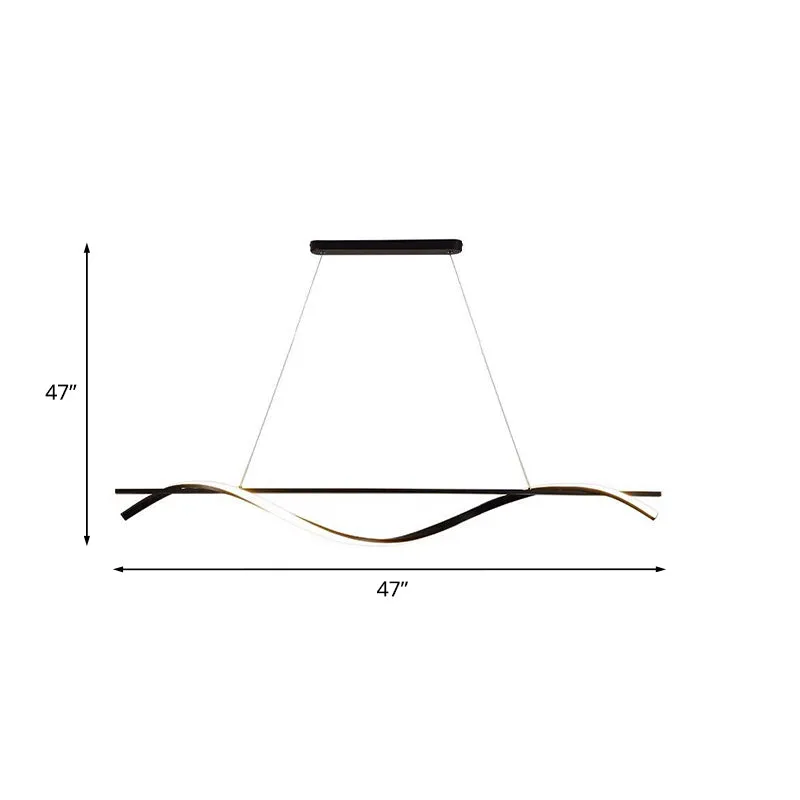 Acryl wervelende eiland hanglamp Eenvoudig 39"/47" W LED zwarte hangende plafondlamp wit/warm licht Clearhalo