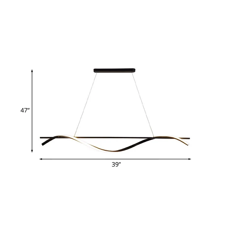 Acryl wervelende eiland hanglamp Eenvoudig 39"/47" W LED zwarte hangende plafondlamp wit/warm licht Clearhalo