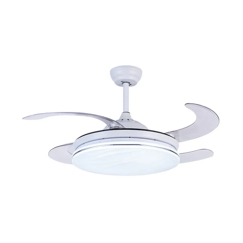 Acryl witte hangende ventilatorlampring 36" W LED minimalistische semi-inbouw plafondlamp voor slaapkamer met 4 bladen, af...