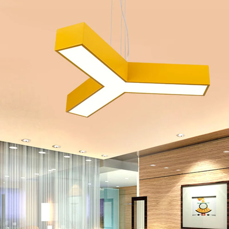 Acryl Y-vormige kroonluchterverlichting Creatieve wit/geel/blauw LED-ophanghanger voor restaurant Clearhalo