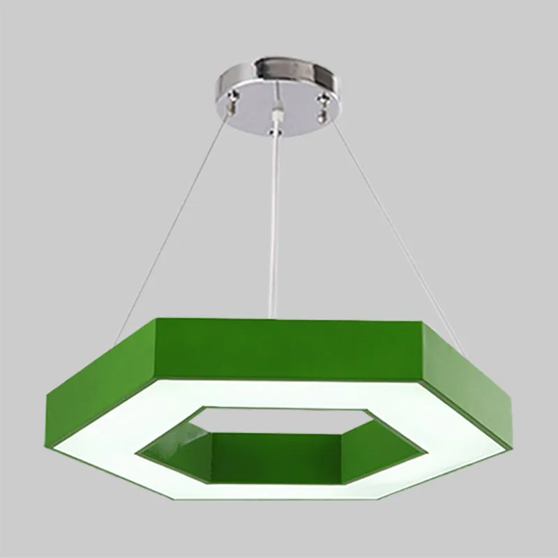 Acryl zeshoekige ringverlichting Eenvoudige LED-kroonluchterverlichting rood/geel/blauw voor de kleuterschool Clearhalo