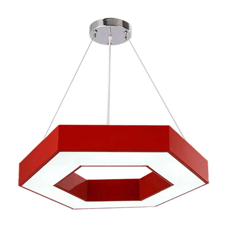 Acryl zeshoekige ringverlichting Eenvoudige LED-kroonluchterverlichting rood/geel/blauw voor de kleuterschool Clearhalo