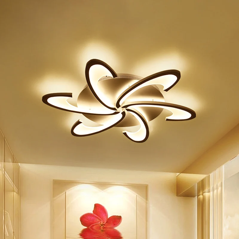 Acrylbloem Semi-inbouwlamp Modernisme 6/12-kops witte plafondverlichting warm/wit licht voor salon Clearhalo