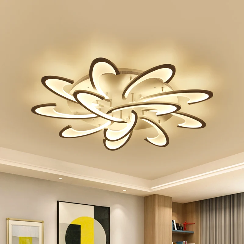 Acrylbloem Semi-inbouwlamp Modernisme 6/12-kops witte plafondverlichting warm/wit licht voor salon Clearhalo