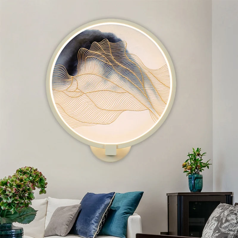 Afgeronde acryl bergwandverlichting Chinese LED witte muurmuurschilderinglamp voor woonkamer Clearhalo