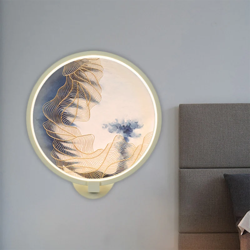Afgeronde acryl bergwandverlichting Chinese LED witte muurmuurschilderinglamp voor woonkamer Clearhalo