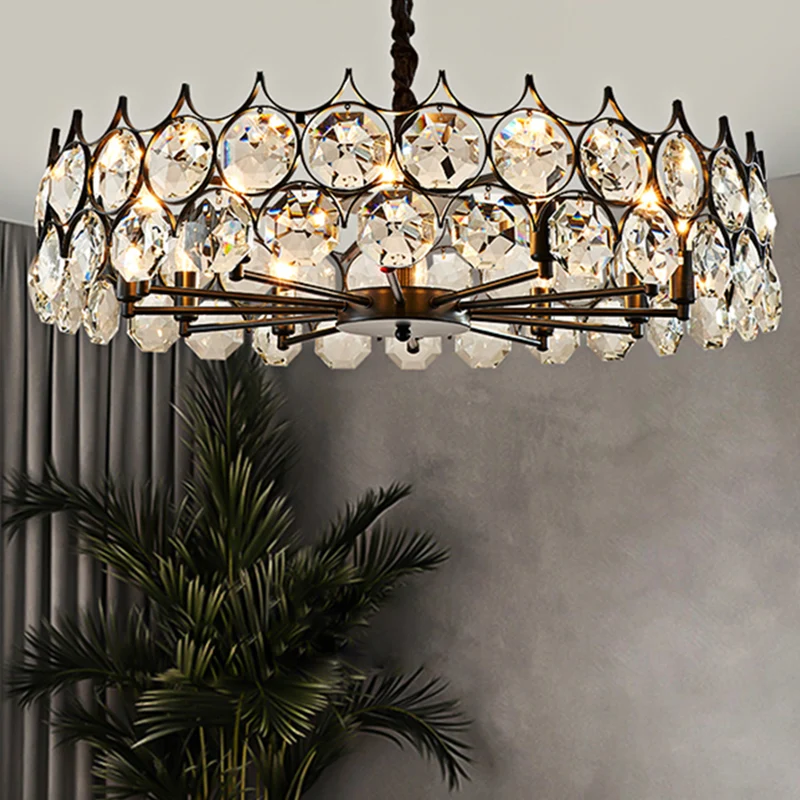 Afgeschuinde geslepen kristallen kraal hanglamp postmoderne stijl kroonluchter hanglamp voor woonkamer Clearhalo