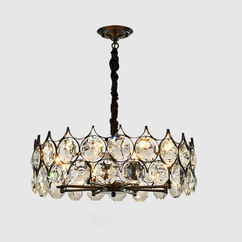 Afgeschuinde geslepen kristallen kraal hanglamp postmoderne stijl kroonluchter hanglamp voor woonkamer Clearhalo