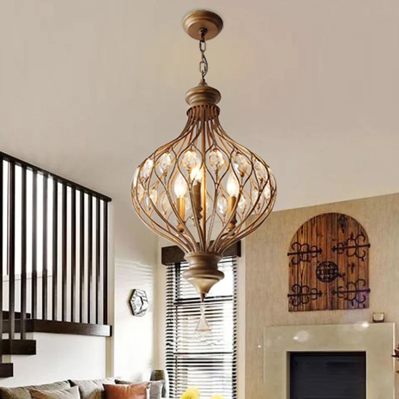 Afgeschuinde glazen kristallen lantaarn kroonluchter hedendaagse hangende hanglamp met 3 lampen brons Clearhalo