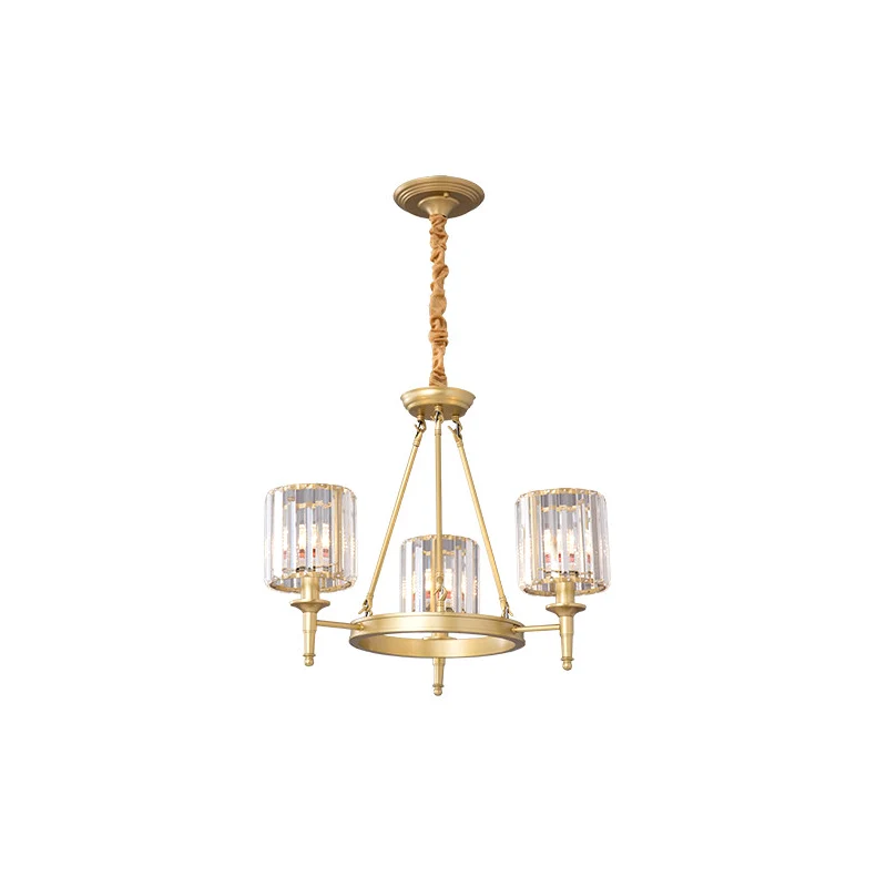 Afgeschuinde kristallen hangende kroonluchtercilinder Traditionele hanglamp voor woonkamer Clearhalo