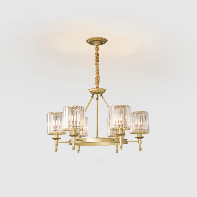 Afgeschuinde kristallen hangende kroonluchtercilinder Traditionele hanglamp voor woonkamer Clearhalo