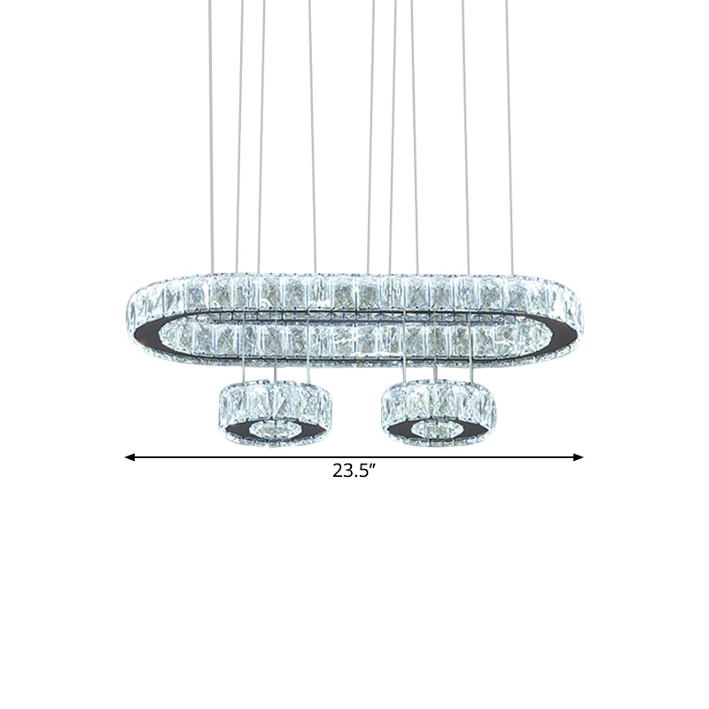 Afgeschuinde kristallen ovale kroonluchter lichte moderne LED-ophanging chroom Clearhalo
