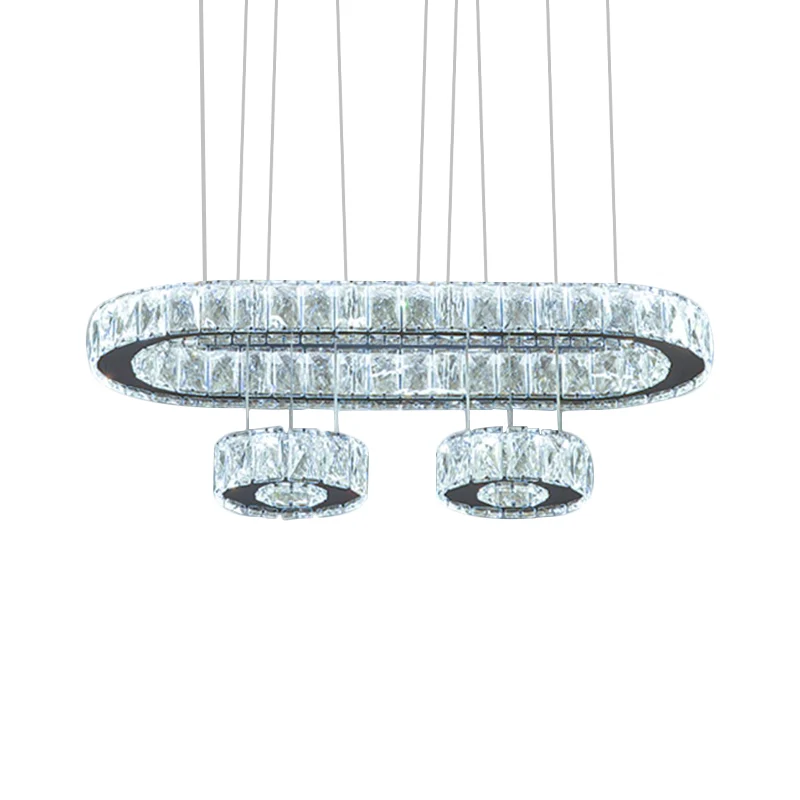 Afgeschuinde kristallen ovale kroonluchter lichte moderne LED-ophanging chroom Clearhalo