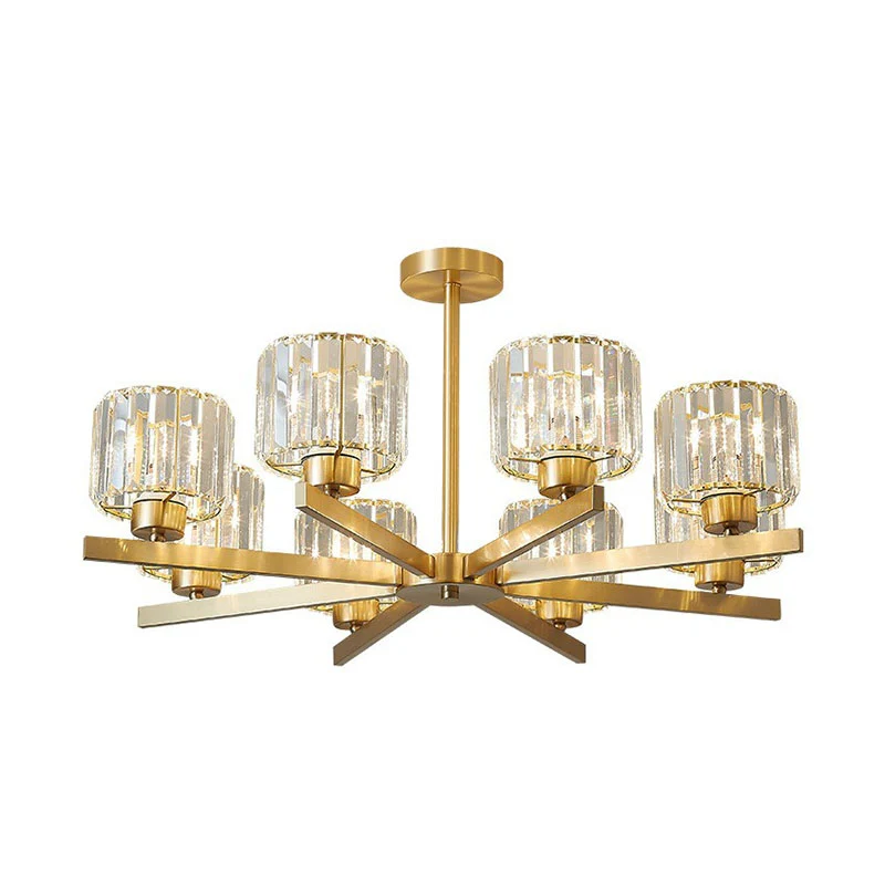 Afgeschuinde kristallen prisma Spoetnik hanglamp moderne gouden kroonluchter voor woonkamer Clearhalo