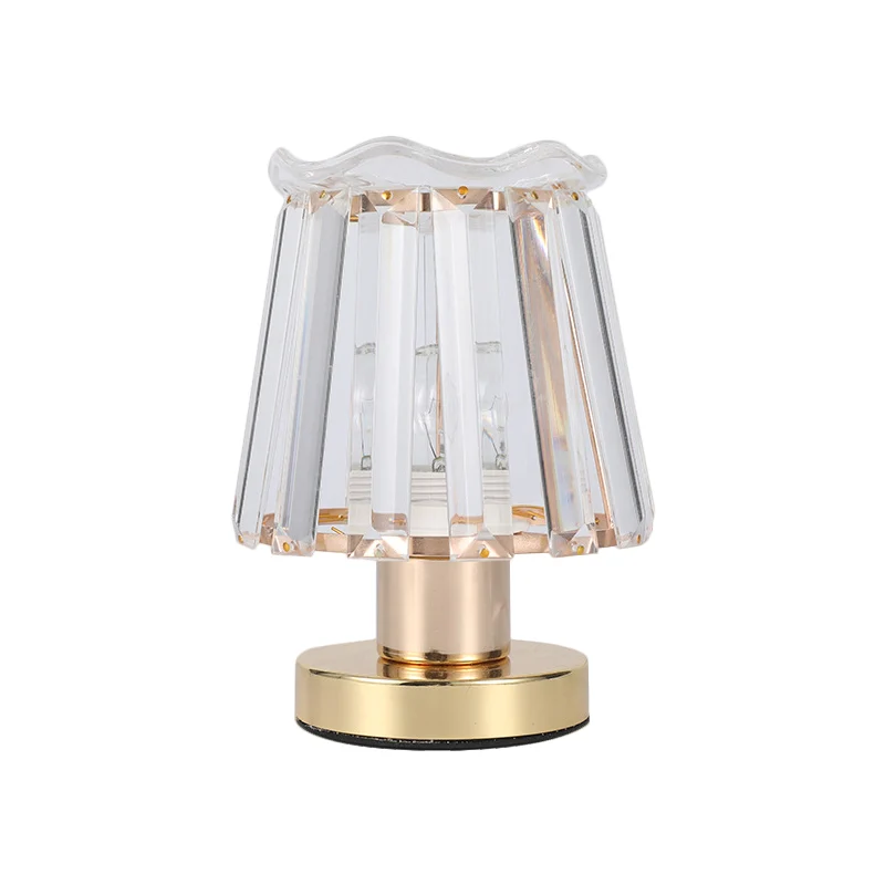 Afgeschuinde kristallen prisma's taps toelopende bureaulamp Minimalistische 1-lichts leeslamp goud Clearhalo