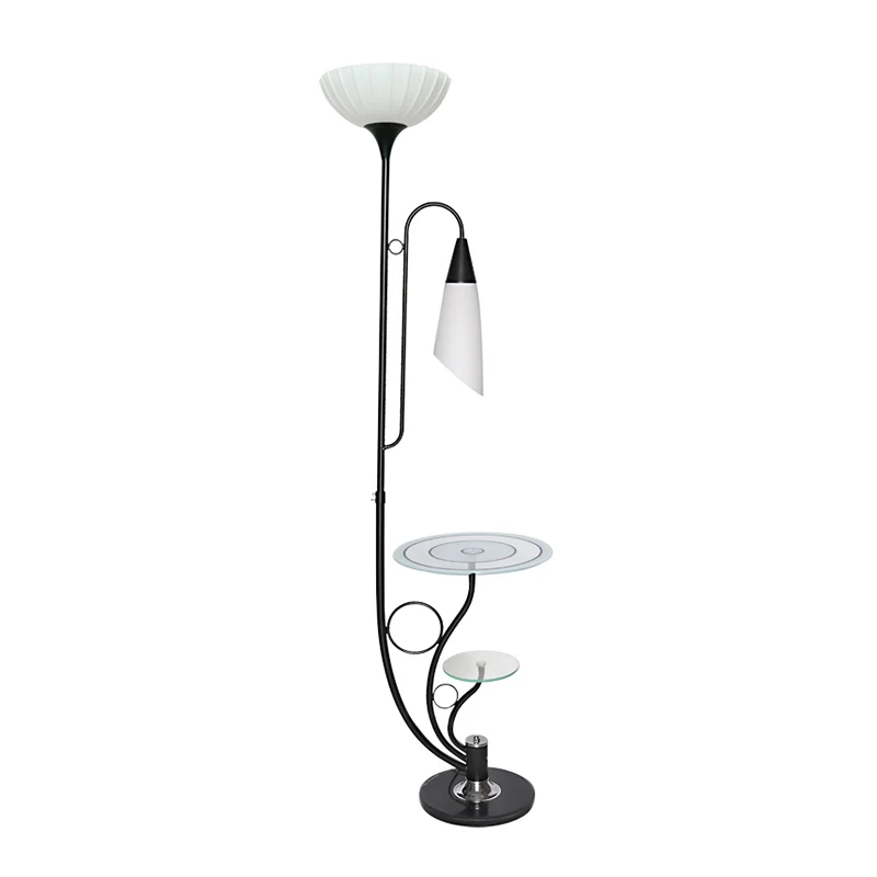 Afgeschuinde kristallen zwart/witte boomvloerlamp Bloemachtige 2-koppige vloerlamp landelijke stijl Clearhalo