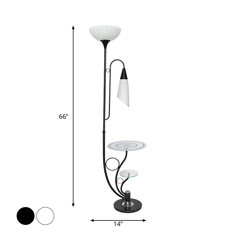 Afgeschuinde kristallen zwart/witte boomvloerlamp Bloemachtige 2-koppige vloerlamp landelijke stijl Clearhalo