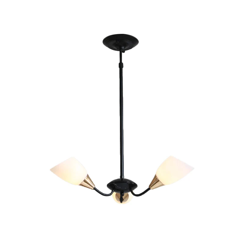 Afgeschuinde kroonluchterverlichting Modern wit glas 3/6/8 koppen Zwart hangend plafondlicht met Starburst-ontwerp Clearhalo
