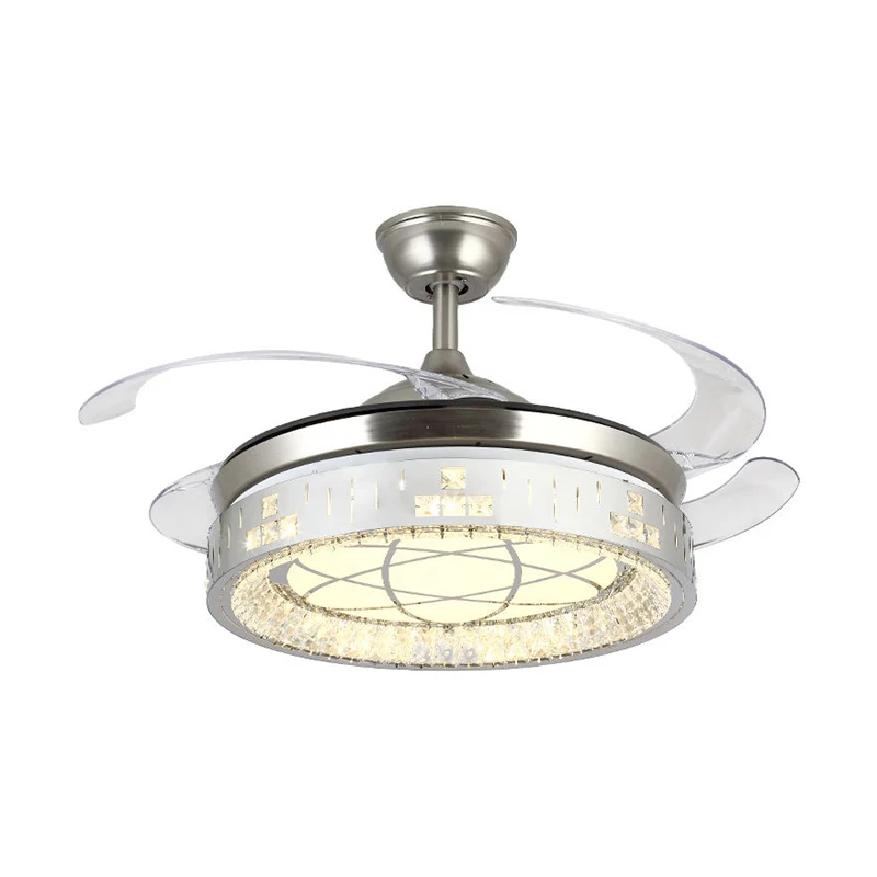Afstandsbediening/Frequentie Converteerbare LED-ventilatorlamp 42"/48" W Eenvoudig helder kristal Orbit Semi Flush Light z...