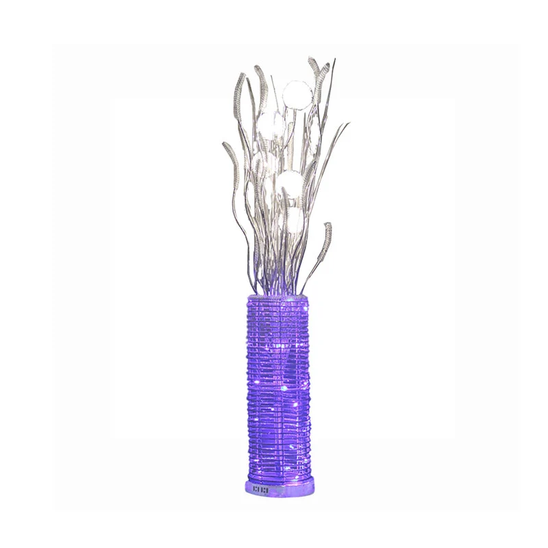 Aluminium cilinder vloerlamp decoratieve woonkamer LED staande lamp met paardenbloemontwerp zilver Clearhalo