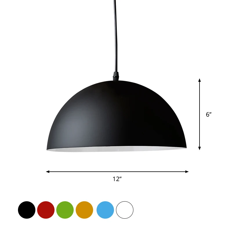 Aluminium Dome Commerciële Hanglamp Macaron 1 Kop Rood/Blauw/Zwart Plafond Hanglamp voor Slaapkamer Clearhalo