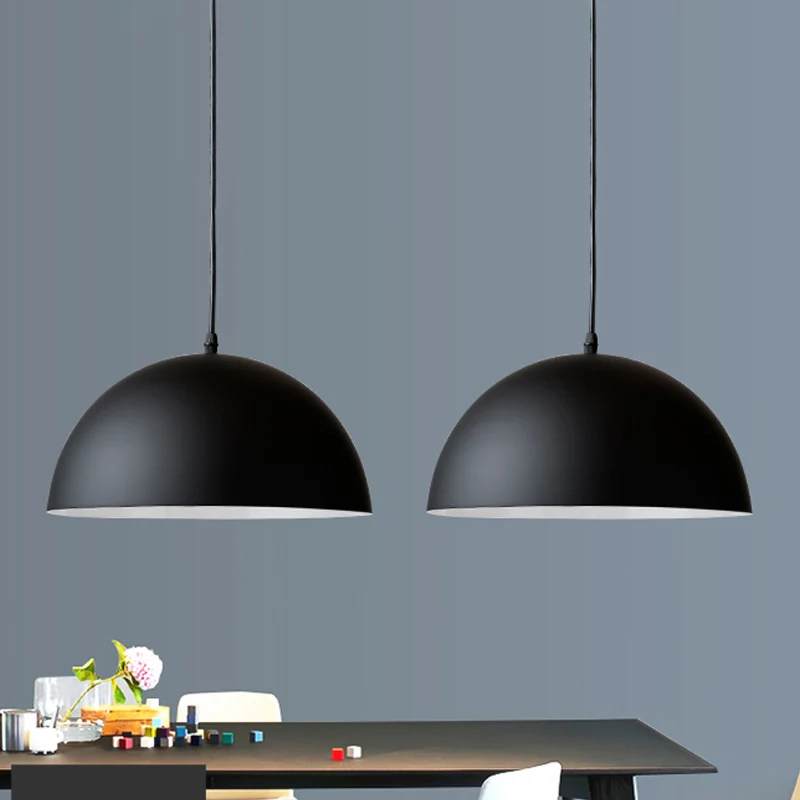 Aluminium Dome Commerciële Hanglamp Macaron 1 Kop Rood/Blauw/Zwart Plafond Hanglamp voor Slaapkamer Clearhalo