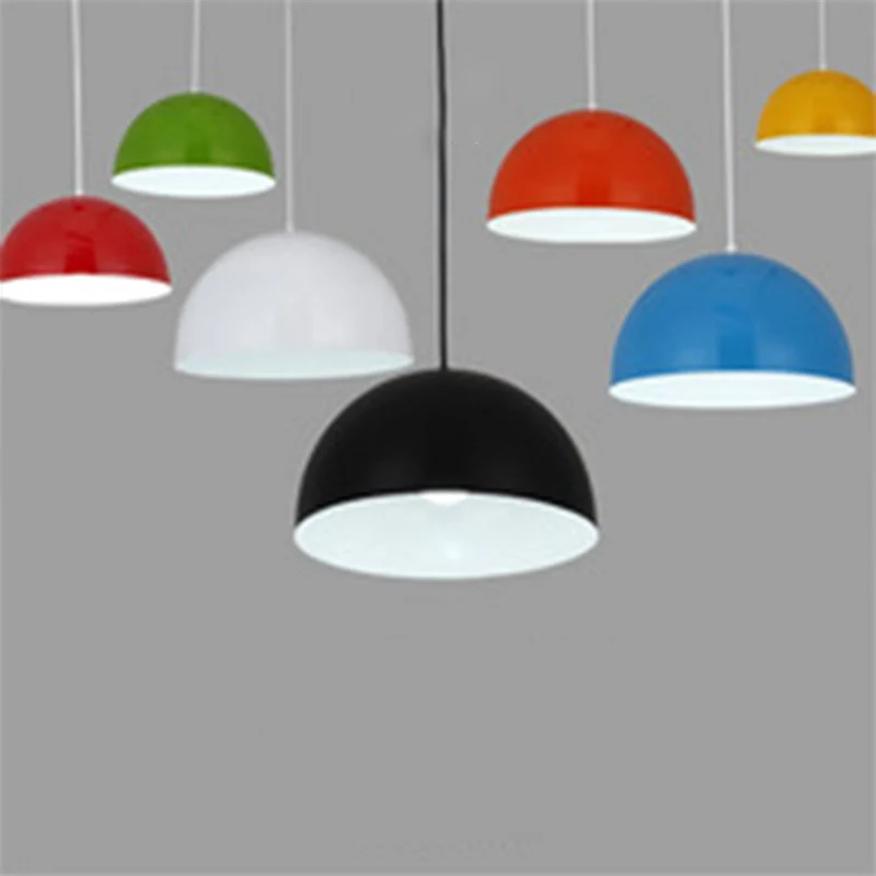 Aluminium Dome Commerciële Hanglamp Macaron 1 Kop Rood/Blauw/Zwart Plafond Hanglamp voor Slaapkamer Clearhalo