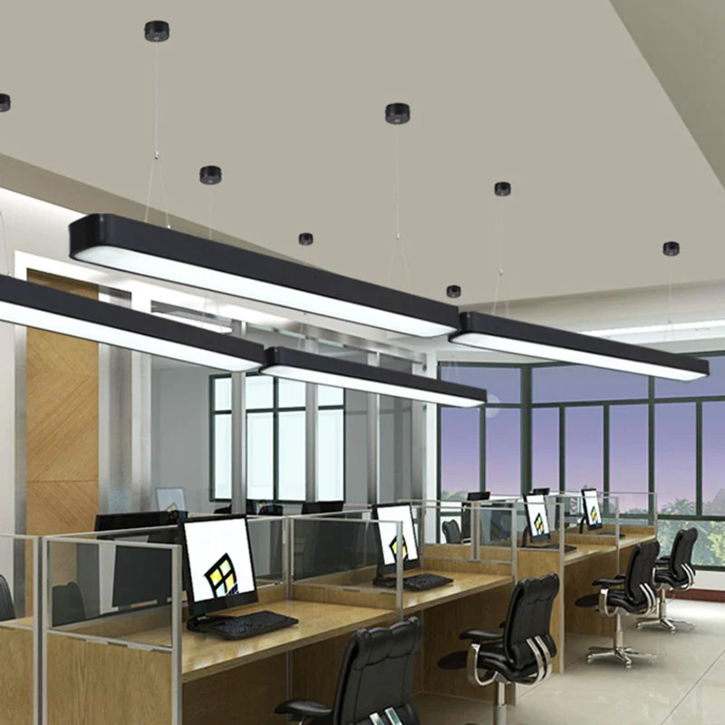 Aluminium elliptische ophanging, moderne geïntegreerde LED-plafondlamp voor kantoor Clearhalo