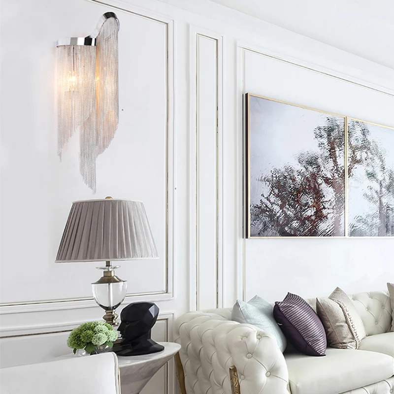 Aluminium kwastje wandgemonteerd licht modernistisch 2-lichts schanslicht goud/zilver voor woonkamer Clearhalo