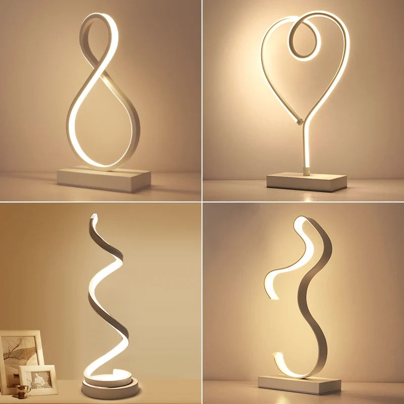 Aluminium Line Art Nachtverlichting Minimalisme LED Accent Tafellamp voor woonkamer Clearhalo
