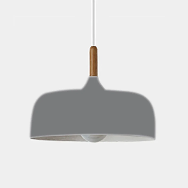 Aluminium ronde hanglamp Minimalistisch 1-kops hanglamp met houten punt voor restaurant Clearhalo