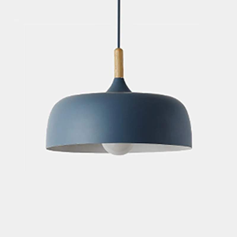Aluminium ronde hanglamp Minimalistisch 1-kops hanglamp met houten punt voor restaurant Clearhalo