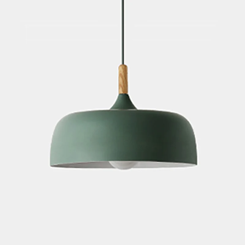 Aluminium ronde hanglamp Minimalistisch 1-kops hanglamp met houten punt voor restaurant Clearhalo