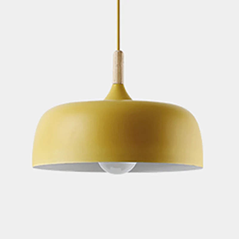 Aluminium ronde hanglamp Minimalistisch 1-kops hanglamp met houten punt voor restaurant Clearhalo