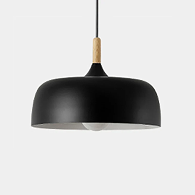 Aluminium ronde hanglamp Minimalistisch 1-kops hanglamp met houten punt voor restaurant Clearhalo