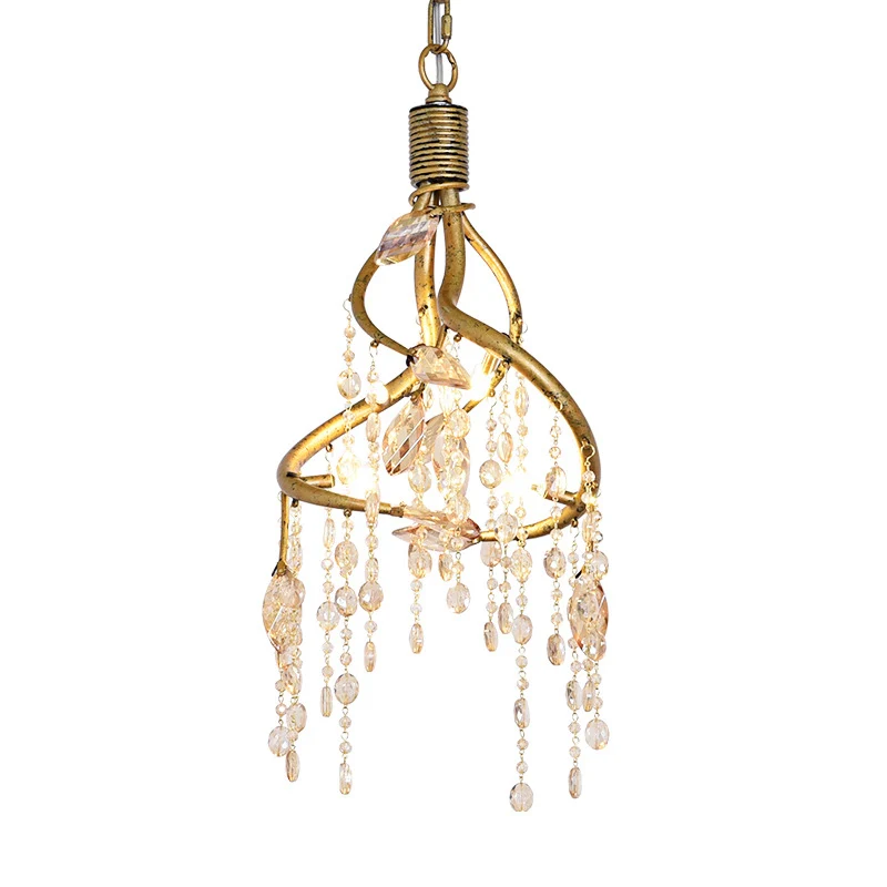 Amber Crystal Gold Drop Lamp Cascading 4 Lampen Landelijke Kroonluchter Hanglamp voor Eetkamer Clearhalo