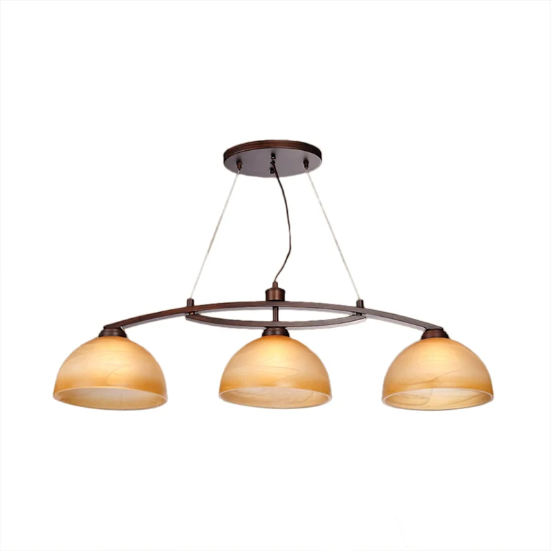 Amber glas olie gewreven brons hangende koepel 3-lamps industriële eilandlamp voor binnen Clearhalo