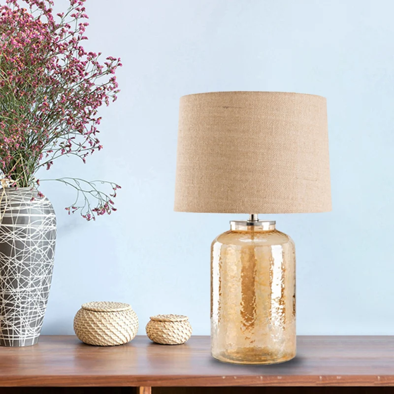 Amber water glazen pot tafellamp eigentijds 1 lamp vlas stof nachtkastje lamp voor nachtkastje Clearhalo
