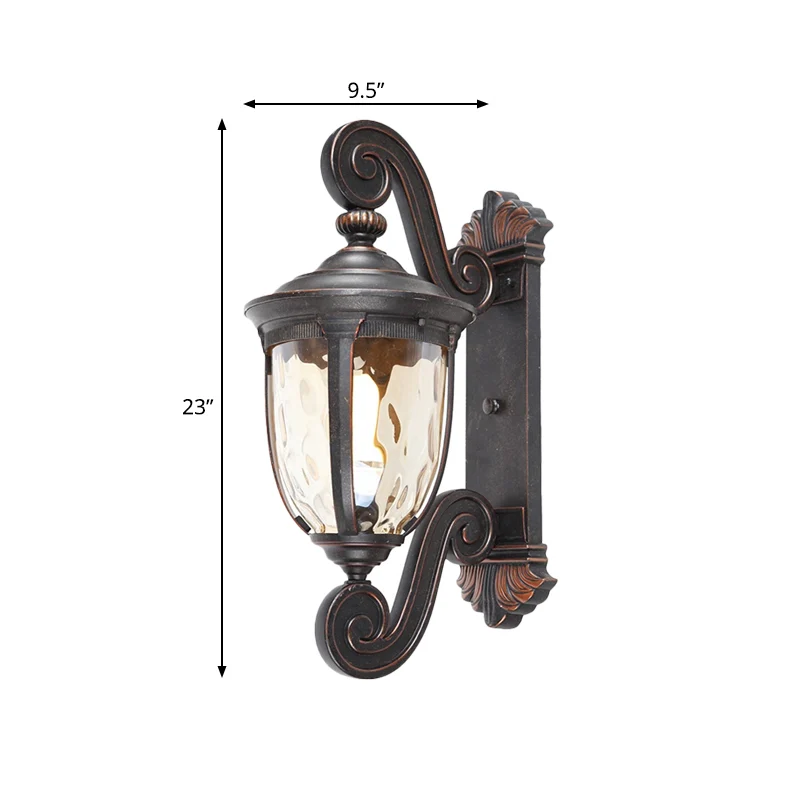 Amber waterglas bruin-zwart schans urn schaduw 1-lamp traditionele wandverlichtingsideeën Clearhalo
