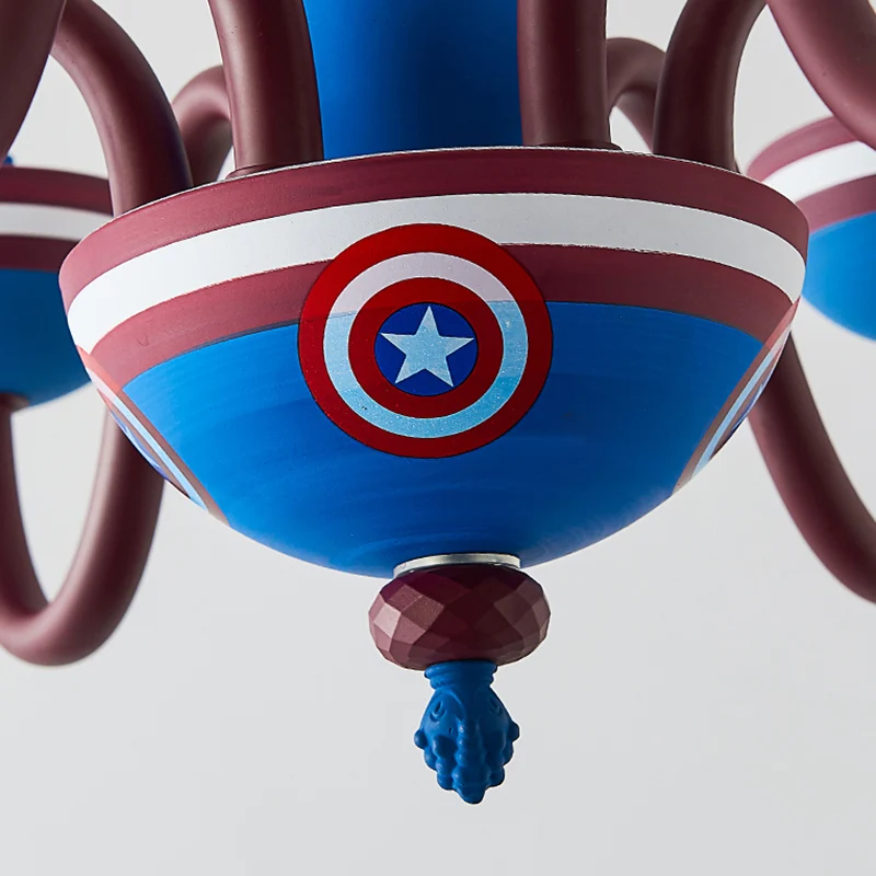 Amerikaanse stijlvolle kaars hanglamp metalen kroonluchter blauw en rood voor jongensslaapkamer Clearhalo