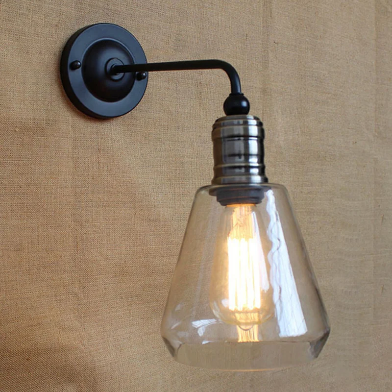 Amerikaanse vintage stijl wandlamp Eenvoud 1 licht schanslicht glazen kap Clearhalo