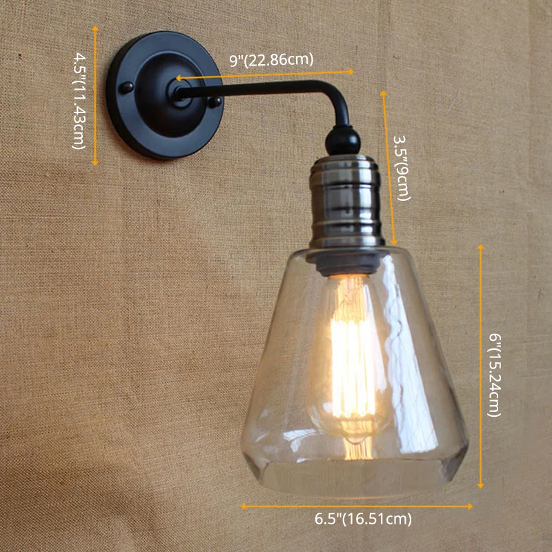 Amerikaanse vintage stijl wandlamp Eenvoud 1 licht schanslicht glazen kap Clearhalo