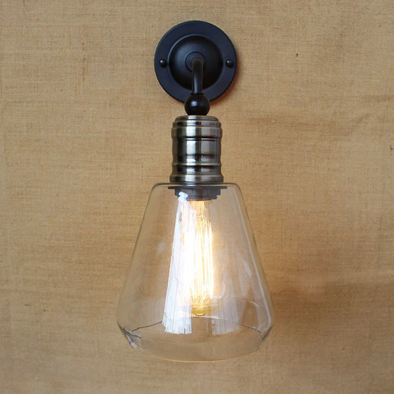 Amerikaanse vintage stijl wandlamp Eenvoud 1 licht schanslicht glazen kap Clearhalo